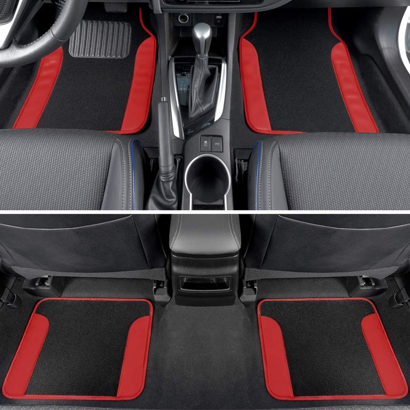 BDK Red Car Seat Covers with Matching Carpet Floor Mats for Cars Full Set - Front Universal Seat Covers & Back Bench Seat Cover with Automotive Floor Mats - Car, SUV, Truck, & Van Interior Protector - Image 4